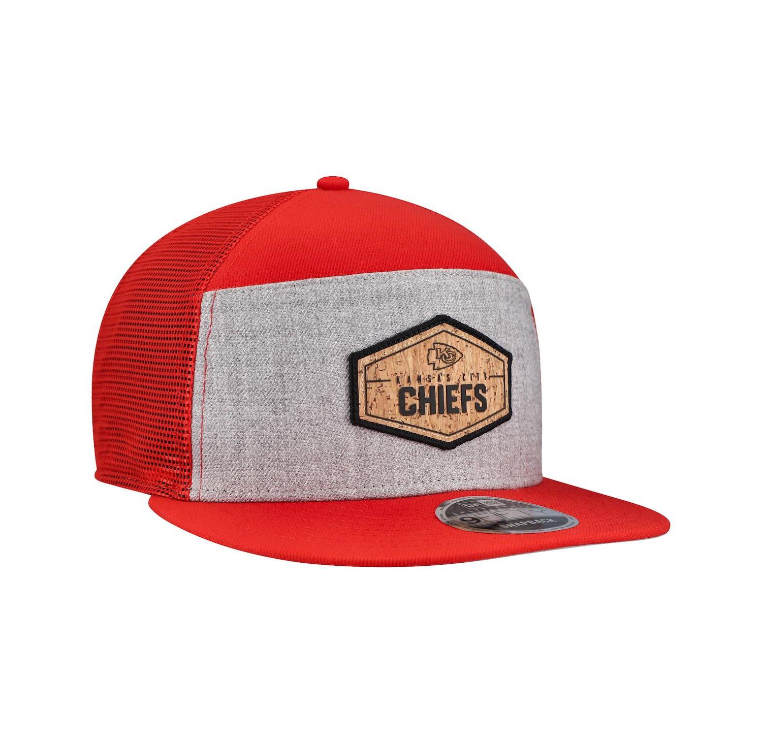 Men's Gray/Red Kansas City Chiefs Cork Split Panel 9FIFTY Trucker Snapback Hat