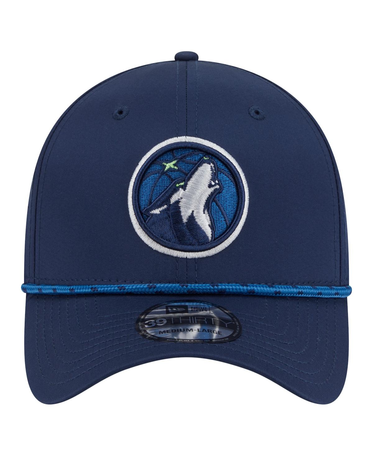 New Era Men's Navy Minnesota Timberwolves Featherweight Poly Rope Flex 39Thirty Hat