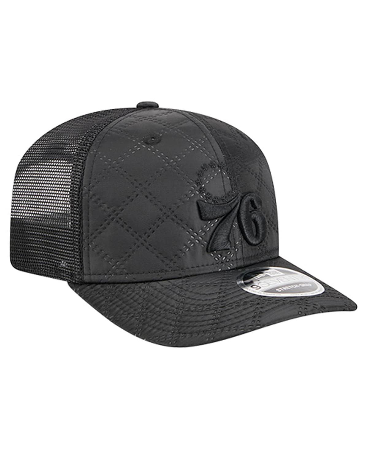 New Era Men's Black Philadelphia 76ers Quilted 9SEVENTY Trucker Adjustable Hat