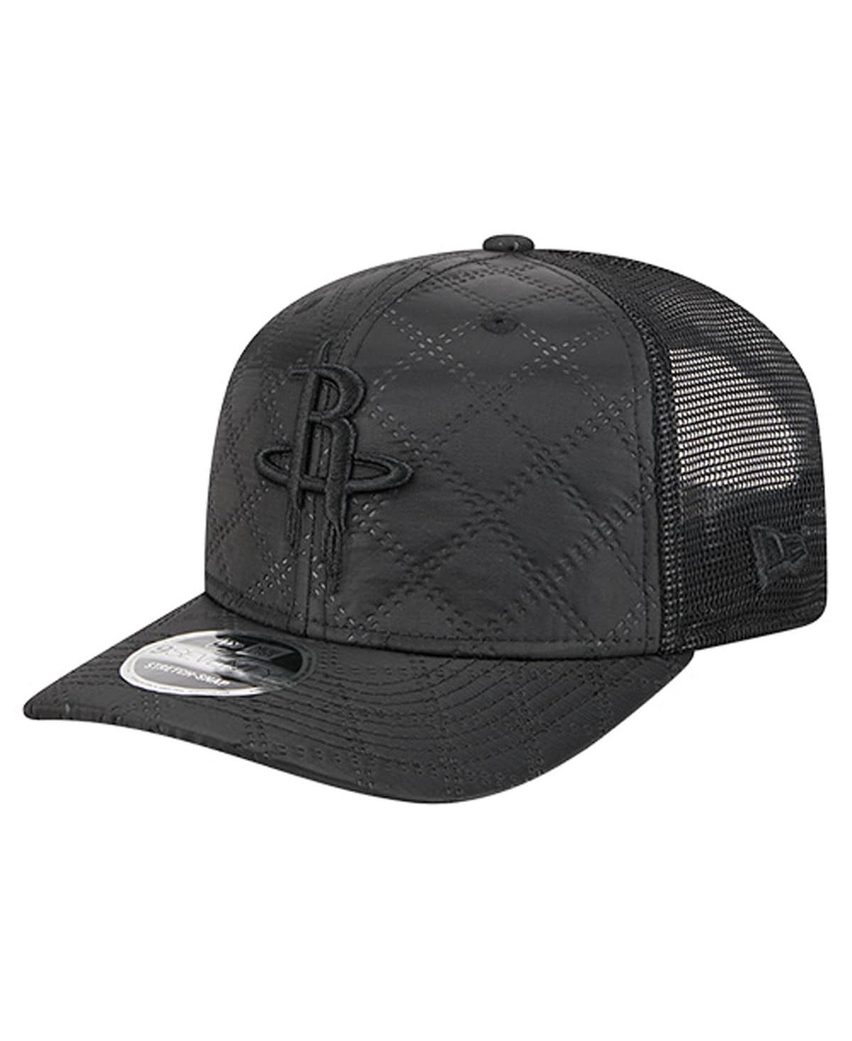 New Era Men's Black Houston Rockets Quilted 9SEVENTY Trucker Adjustable Hat