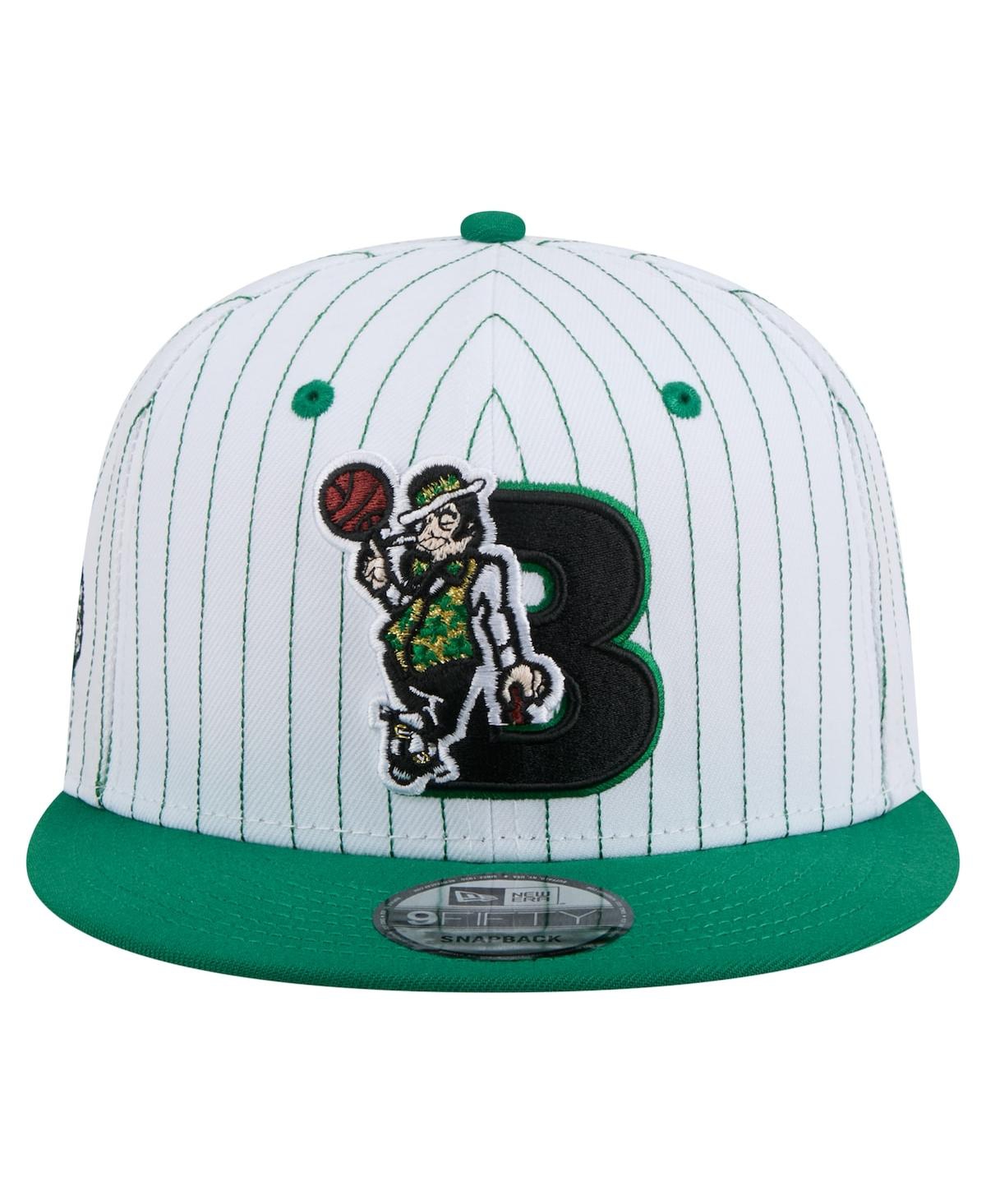 New Era Men's White Boston Celtics Deceptor Pinstripe 9FIFTY Snapback Hat