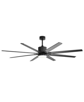 76-inch Modern and Simple Black 8-Blade Ceiling Fans with Remote Control and Lighting Kit