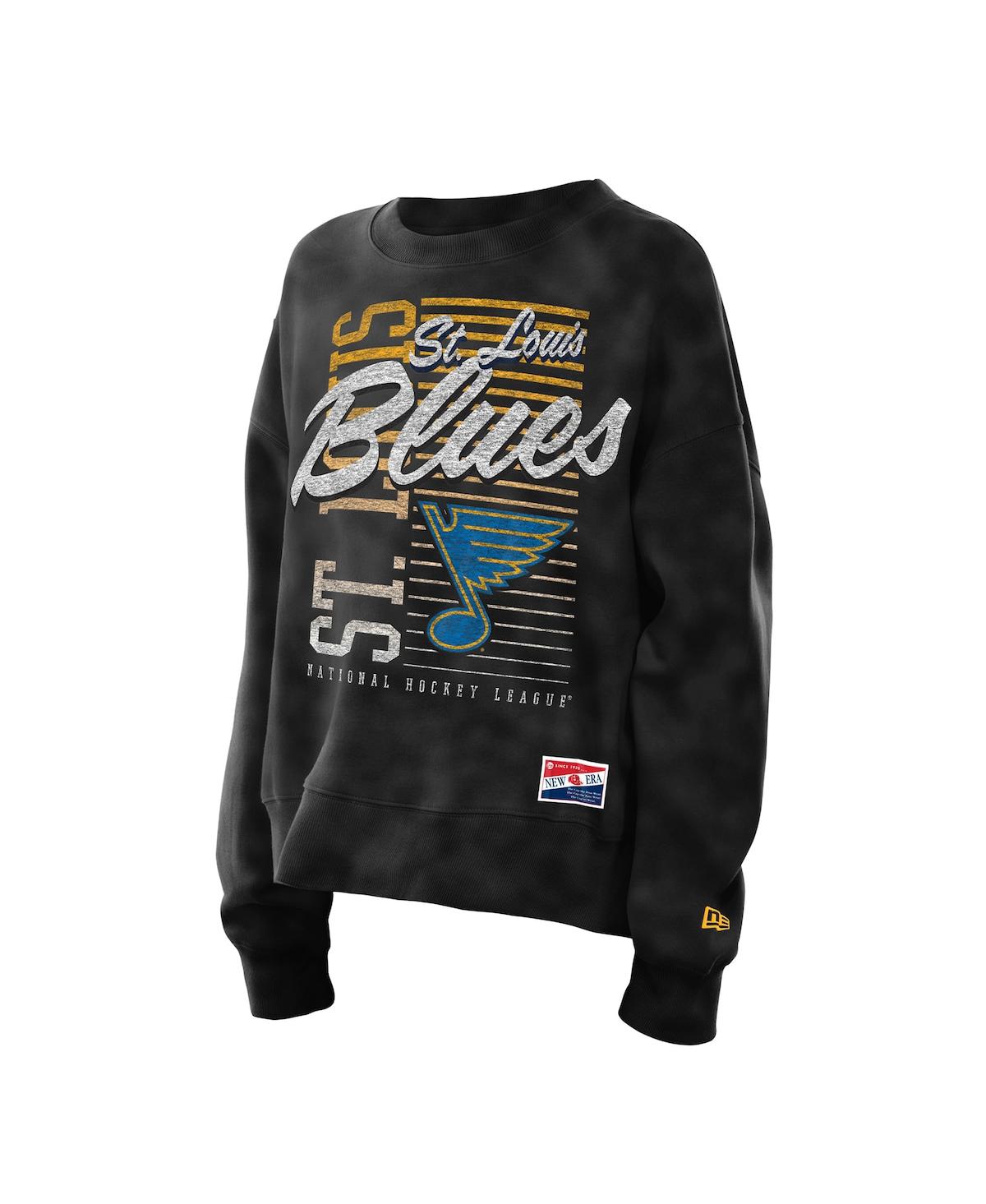 New Era Women's Black St. Louis Blues Oversized Throwback Mineral Wash Sweatshirt In Black