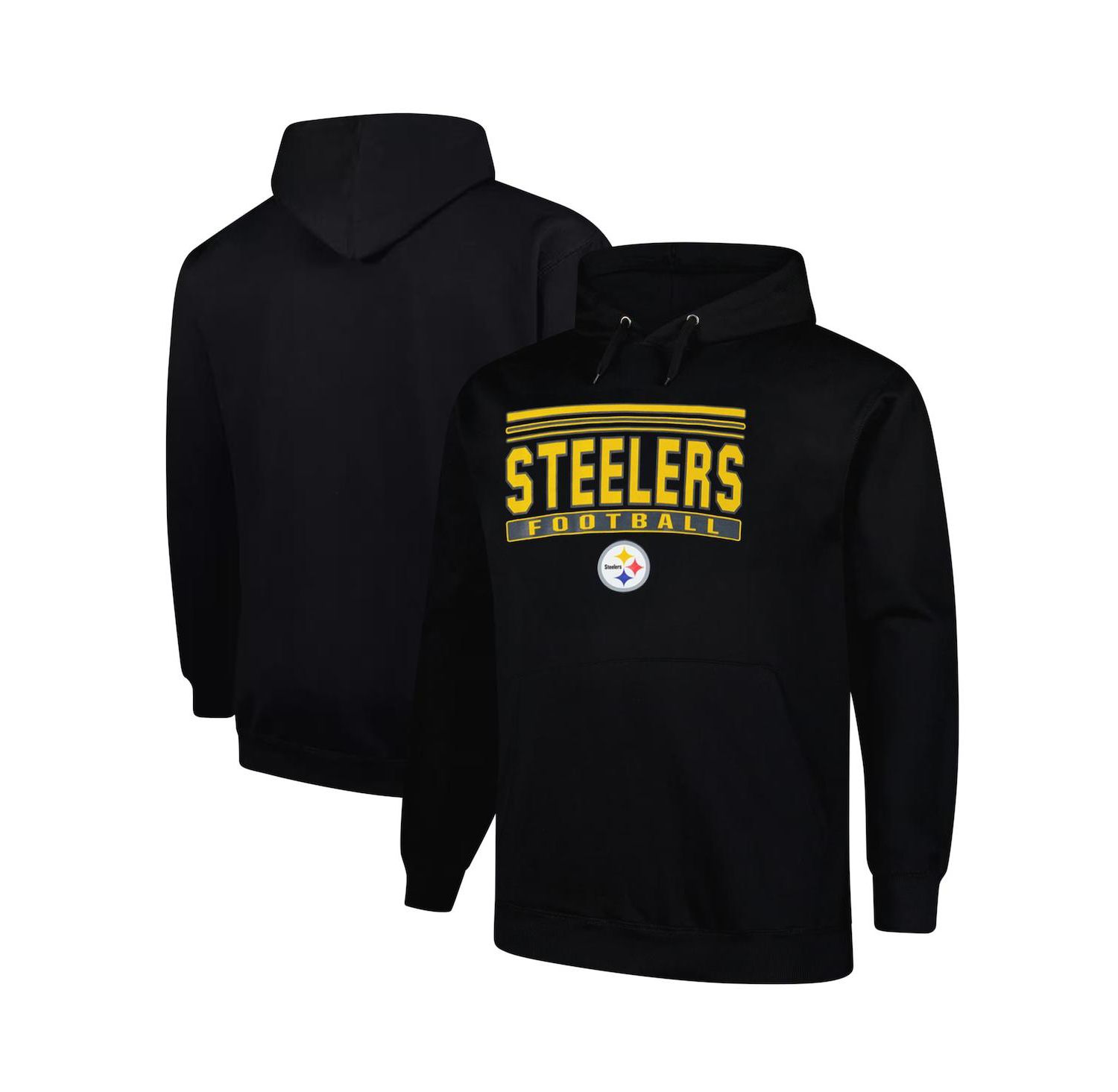 Men's Black Pittsburgh Steelers Big & Tall Pop Pullover Hoodie