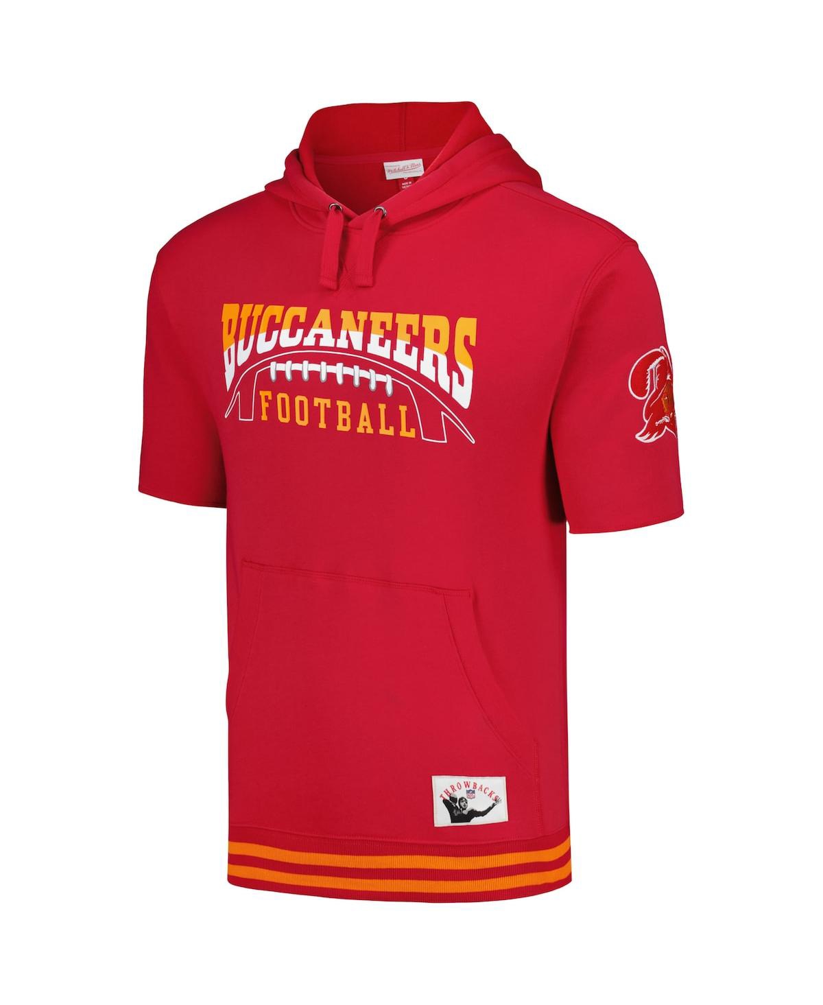 Mitchell & Ness Men's Red Tampa Bay Buccaneers Pre-Game Short Sleeve Pullover Hoodie