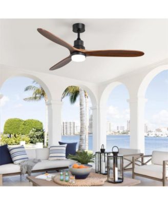 60-inch Modern Minimalist Style Black 3-Blade Ceiling Fan with Led Light and Remote Control