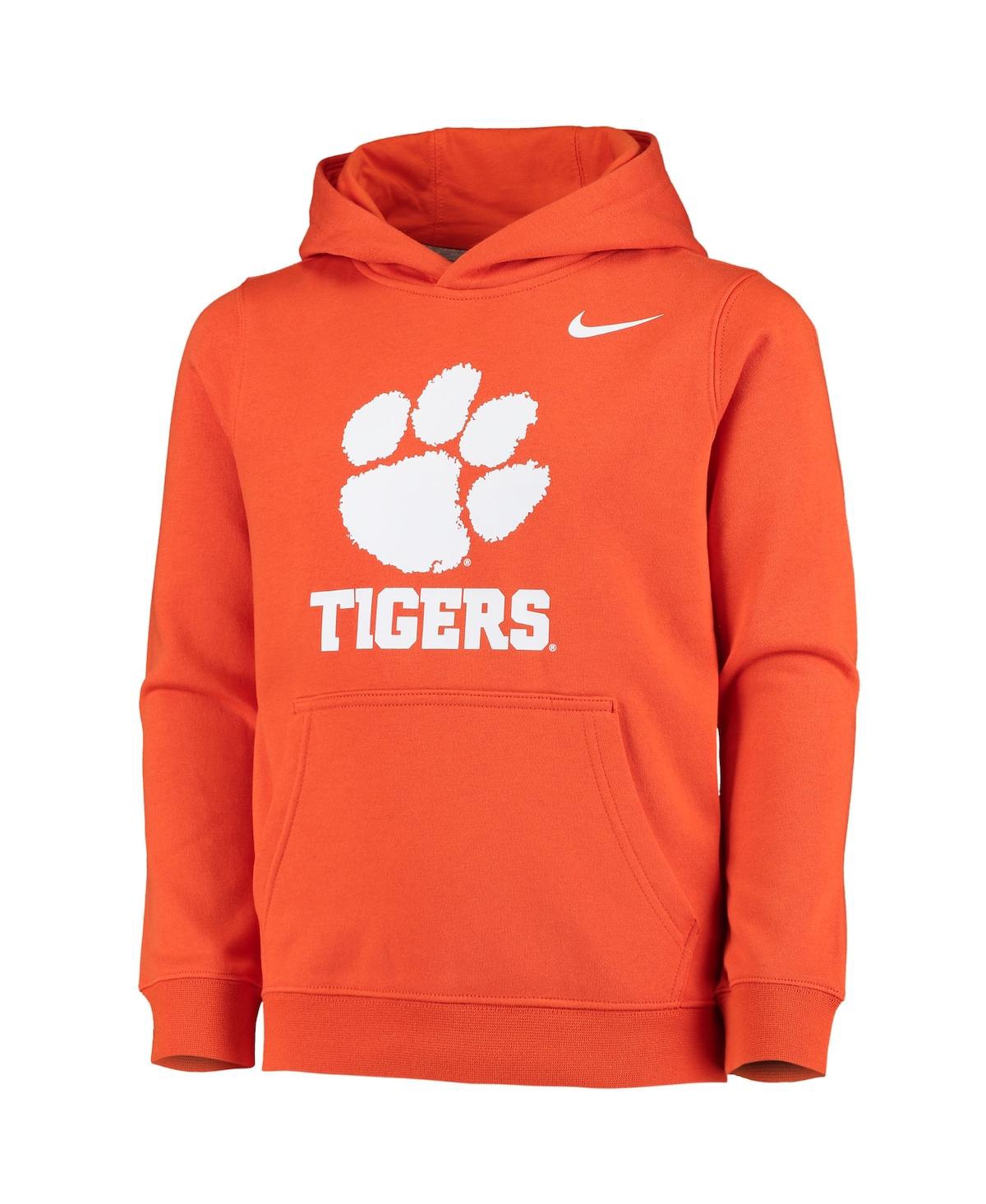 Nike Big Boys and Girls Orange Clemson Tigers Stadium Club Fleece Pullover Hoodie