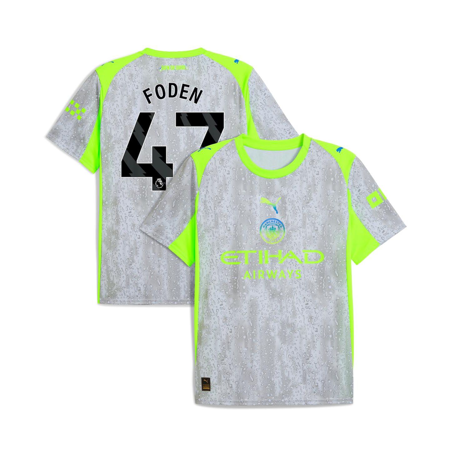 Мужской топ PUMA Green/Neon Green Manchester City 2025/26 Third Replica Jersey — фото 1