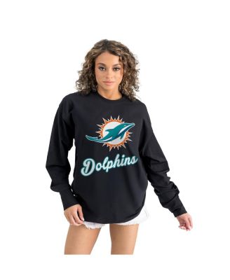 Gameday Couture - Women's Black Miami Dolphins Oversized Long Sleeve T-Shirt