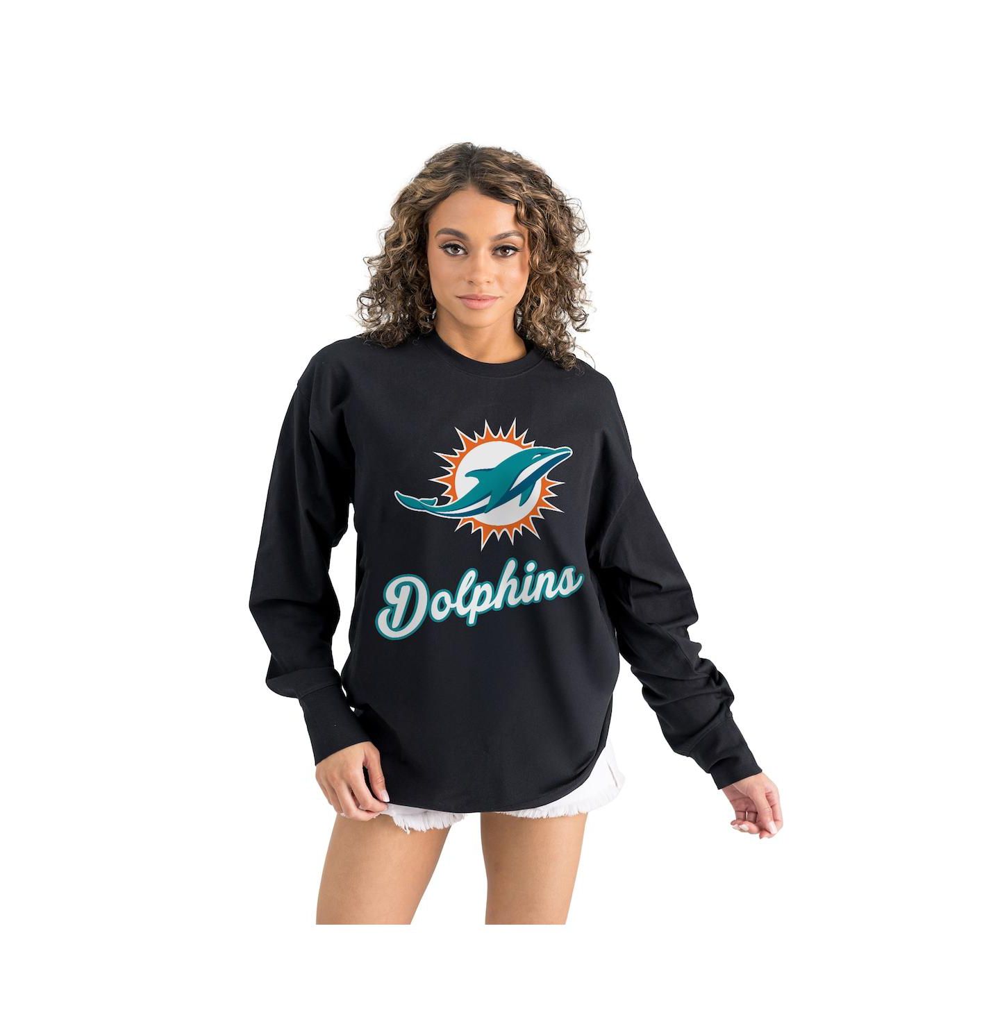 Женская футболка Gameday Couture Black Miami Dolphins Oversized Long Sleeve — фото 1