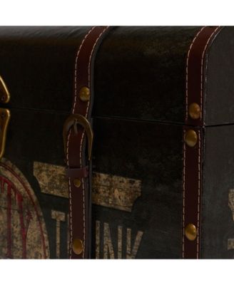 Large Decorative Trunk, Vintage Decoupage, Green and Black