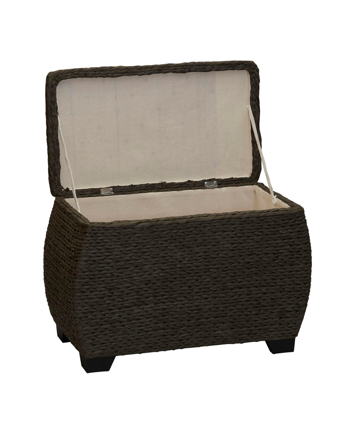 Household Essentials Large Curved Woven Storage Chest with Liner, Brown Paper Rope