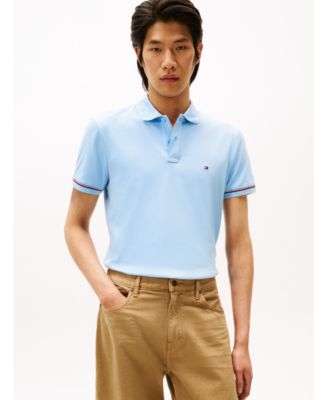 Men's Slim-Fit Smooth Touch Liquid Cotton Striped Cuff Polo 