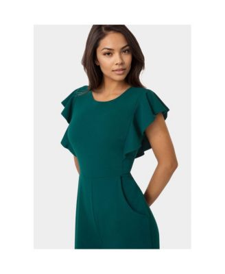 Women's Scuba Crepe Jumpsuit With Ruffle Sleeve