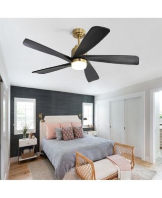 52-inch Modern Stylish Golden 5-Blade Ceiling Fan with Remote Control and Light Source