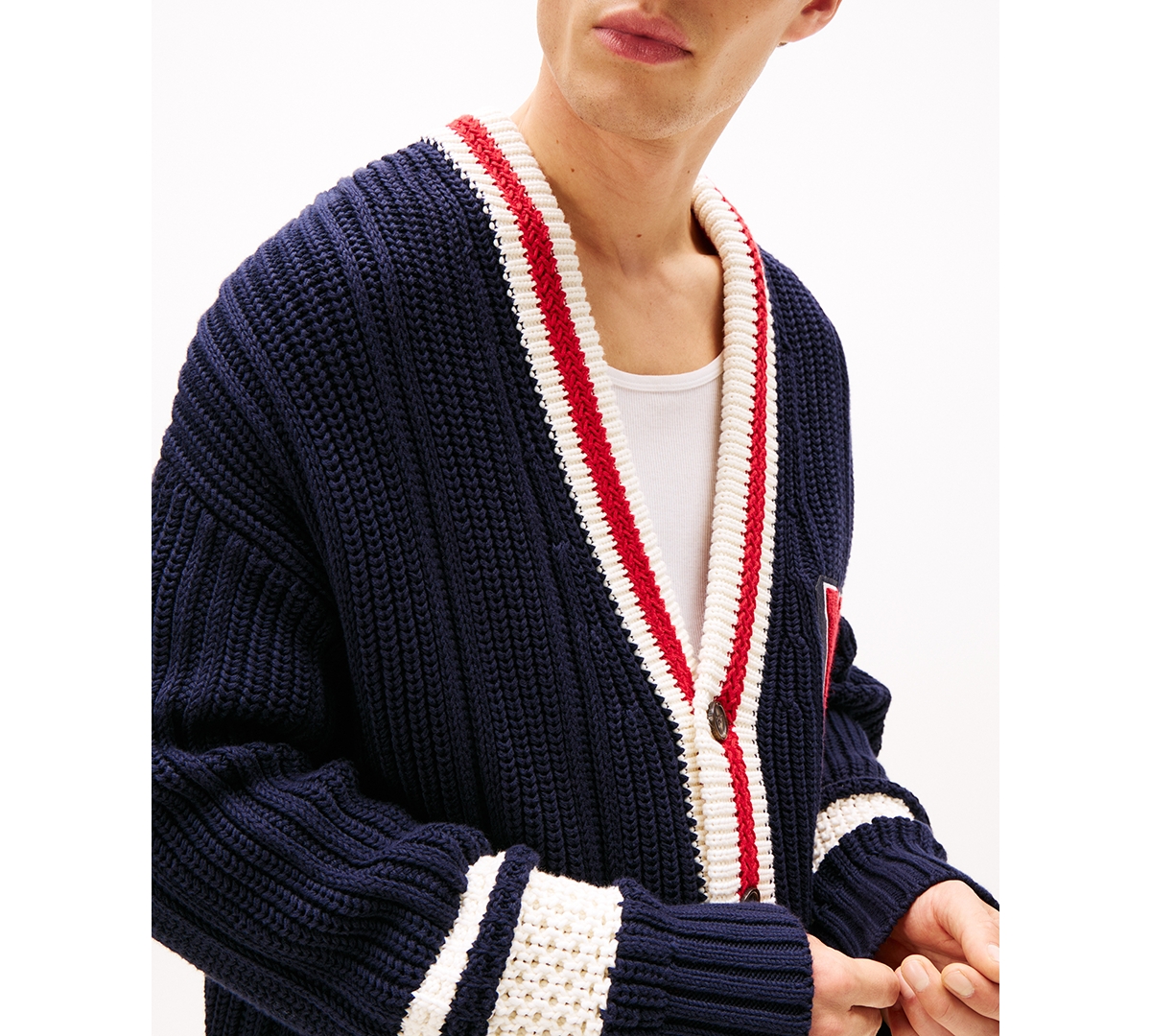 Tommy Hilfiger Men's Letterman Long-Sleeve Cardigan