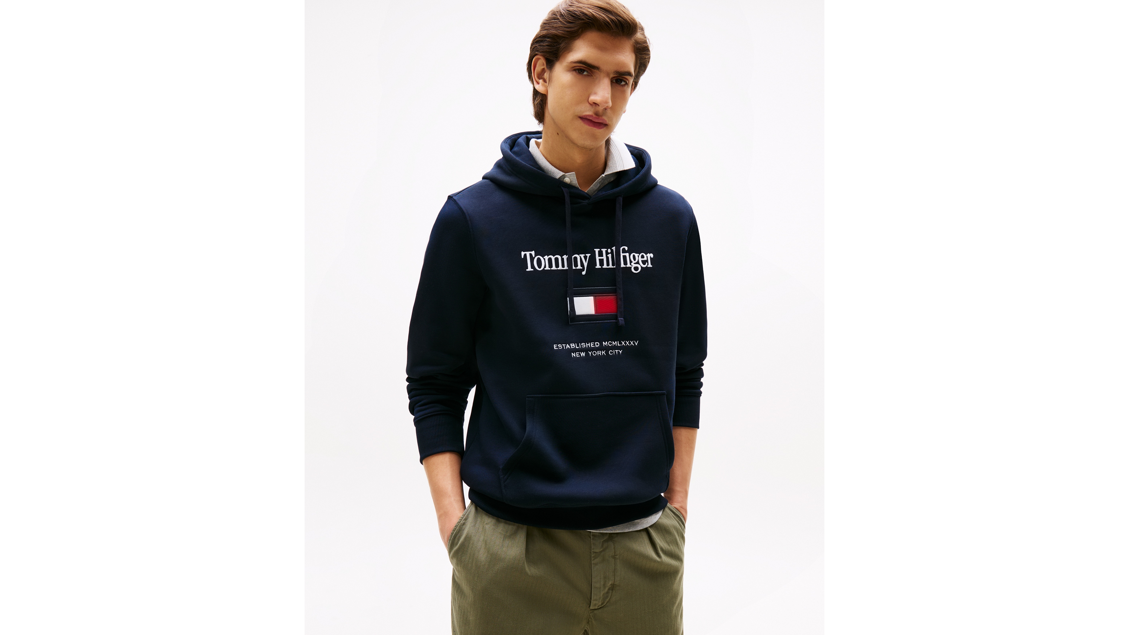 Tommy Hilfiger Men's Embroidered Flag Hoodie