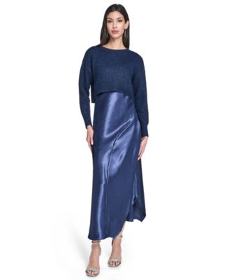 Vince Camuto - Women's Crewneck Slip Dress with Sweater