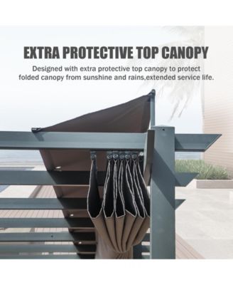 11 X 20 FT Outdoor Living Outdoor Retractable Pergola with Weather-Resistant Canopy Aluminum Garden Pergola Patio Grill Gazebo,Dark Gray