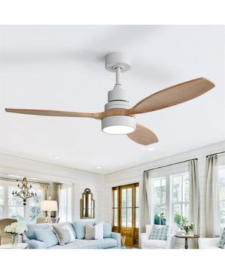 52-inch Simple and Grand Style White 3-Blade Ceiling Fan with Remote Control and Light Source