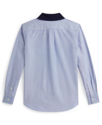 Boys 8-20 Polo Bear Oxford Knit-Collar Shirt