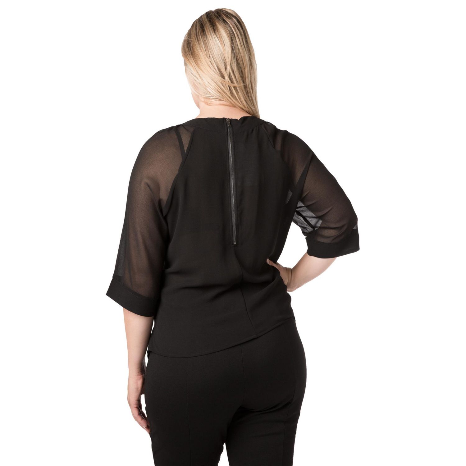 Plus Size Milla Sheer 3/4 Sleeves Top