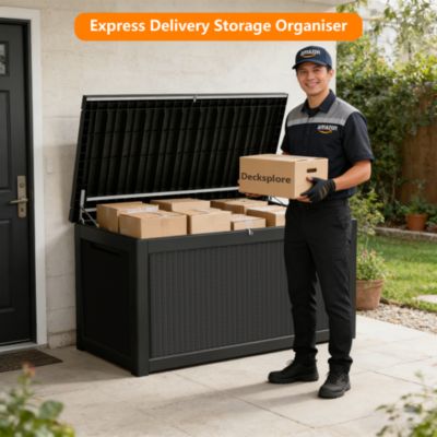 260 gal Patio Waterproof Resin Deck Box Lockable Outdoor Storage Garden Tools