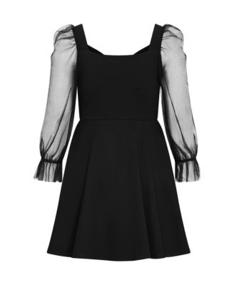 Plus Size Alannah Mesh Sleeve Mini Dress