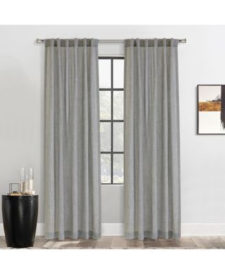 100% Polyester Johnstown Light Filtering Faux Linen Textured Dual Header Curtain Panel 52" x 63" Silver