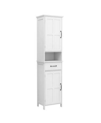Slim Floor Standing Bathroom Cabinet with Double Doors for Narrow Tall Storage and Organization