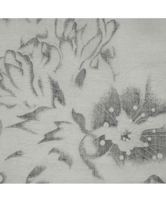 Kyoto Floral Print Soothing Tones Light Filtering Grommet Curtain Panel for Bedroom 52" x 108" White