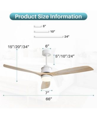 60-inch Modern Minimalist Style White 3-Blade Ceiling Fan with Led Light, Remote Control and Timing Function