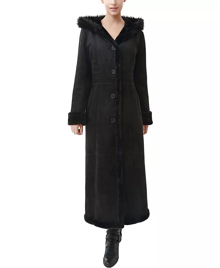 Women's Gianna Hooded Faux Shearling Long Coat - thumbnail 4