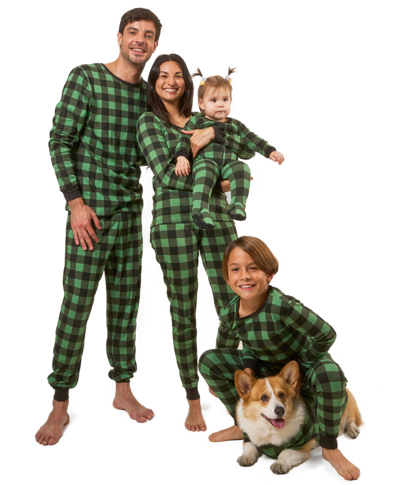 Baby Footed Cotton Plaid Holiday Pajamas