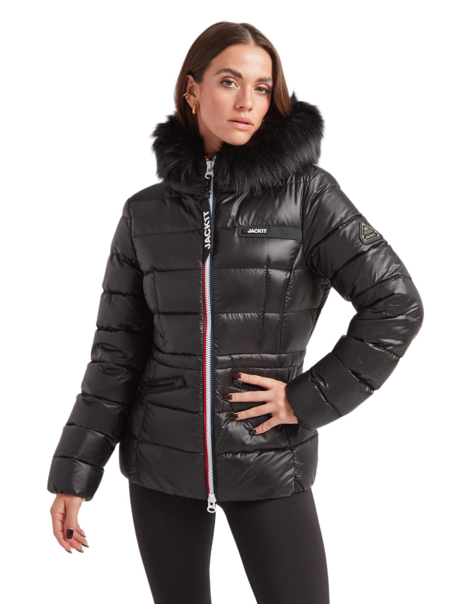 Женская куртка JACK1T R4D Faux Fur Tricolore Racer, цвет: Чёрный — фото 1