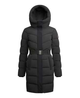 Women's Diamond Belted Hooded Down Coat