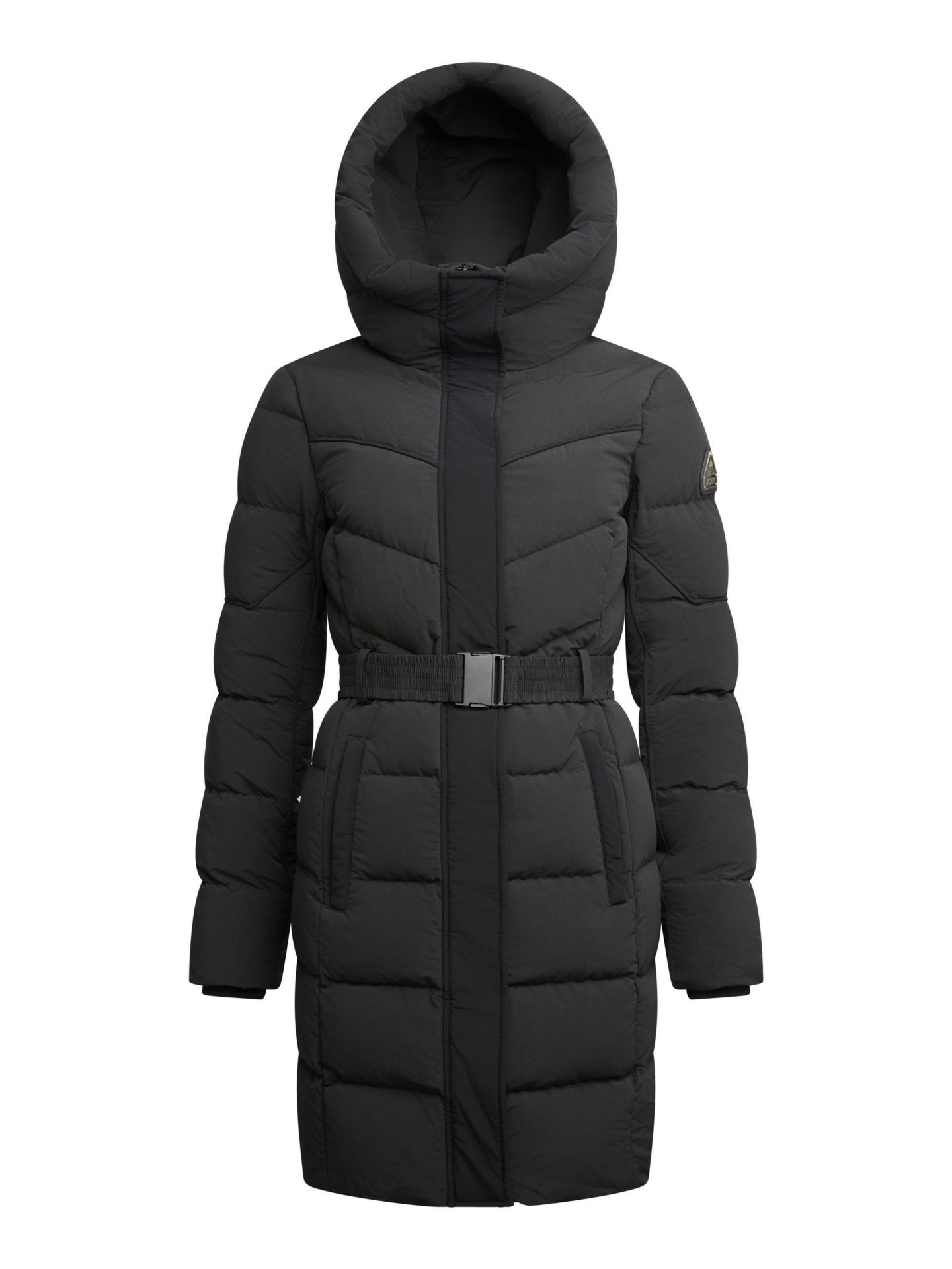 Женское пальто JACK1T Diamond Belted Hooded Down Coat, цвет: Чёрный — фото 2