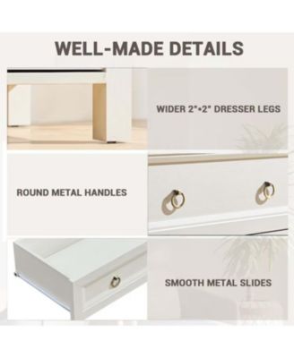 5 Drawers Dresser Chest for Bedroom Wood Rustic Tall Chest of Drawers Organizer for Bedroom Living Room and Hallway