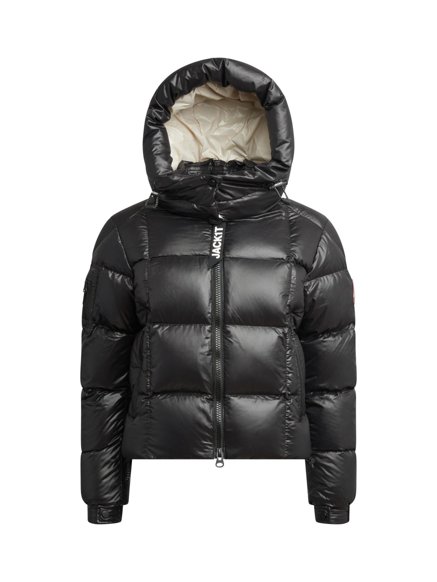 Женская куртка JACK1T EZ Boxed Hooded Cropped Puffer, цвет: Чёрный / Серо-бежевый — фото 2