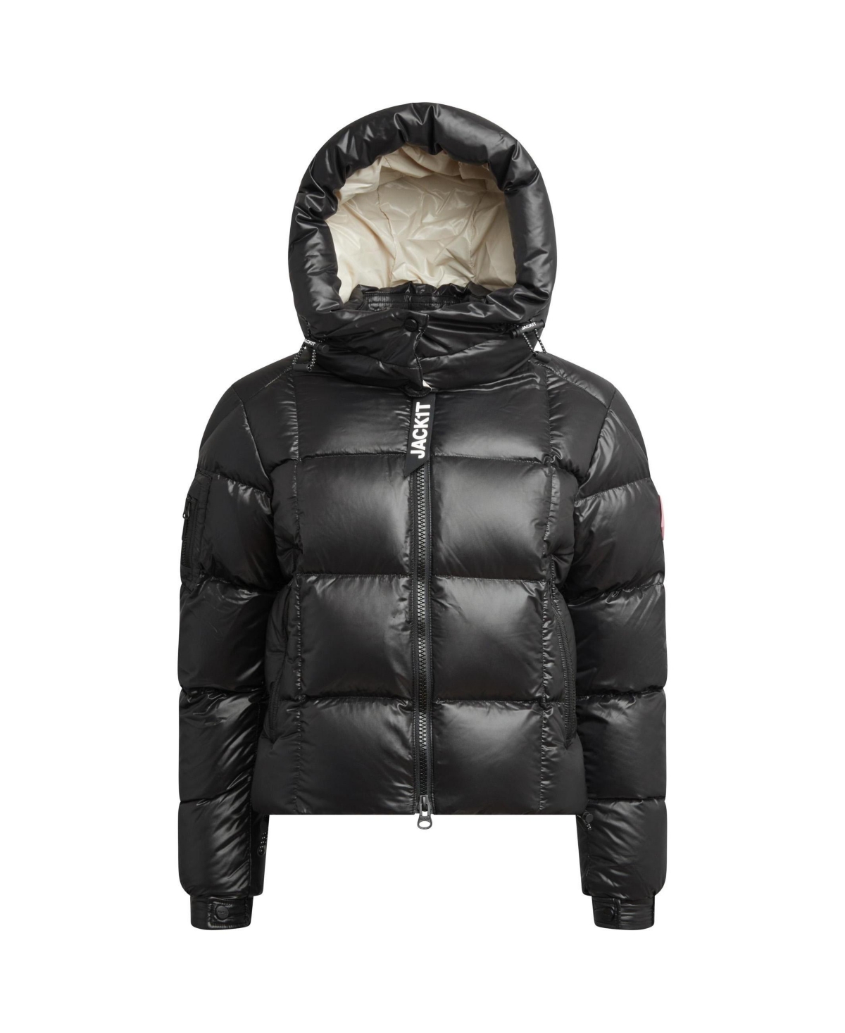 JACK1T Women's Ez Boxed Hooded Cropped Puffer Coat