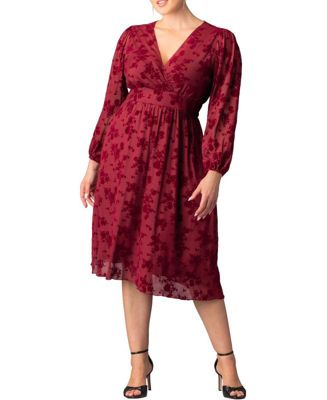 Plus Size Melanie Long Sleeve Mesh Midi Cocktail Dress