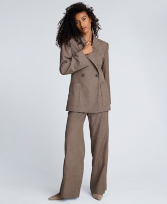 Women's Melange Fly Front Mid Rise Flare Pants