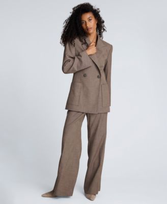 Women's Melange Fly Front Mid Rise Flare Pants