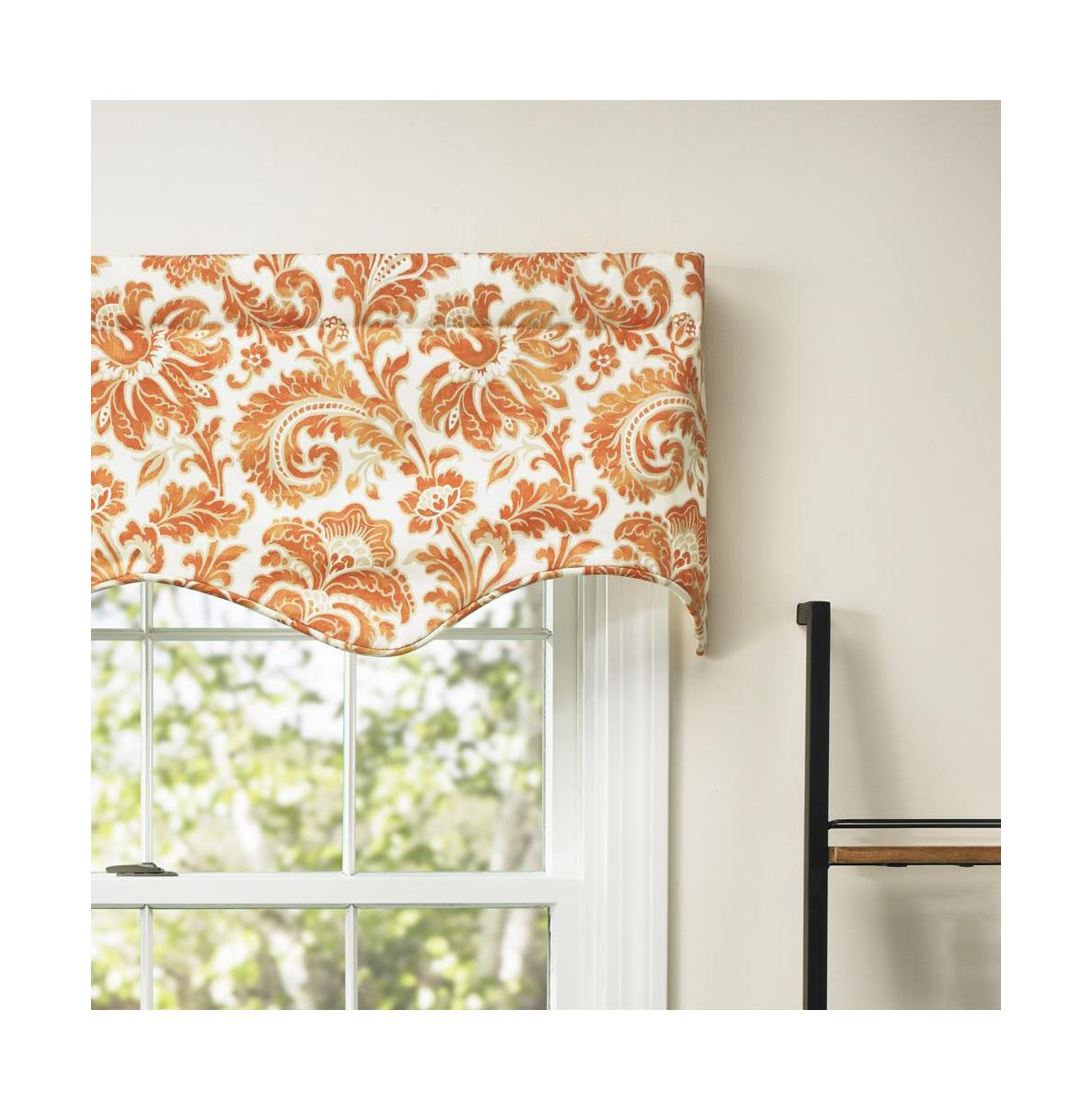 Ellis Curtain Boxtree Scallop 3" Rod Pocket Valance for Windows 50" x 16" Orange
