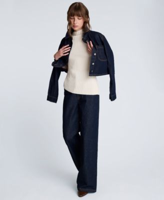 Women's Asymmetric Rib Mock Neck Sweater