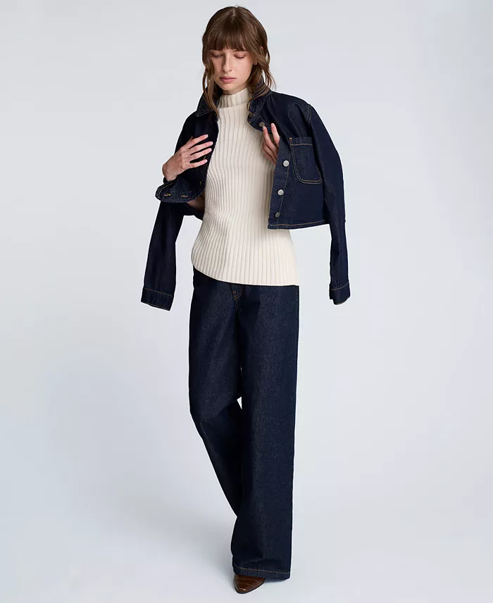Women's Asymmetric Rib Mock Neck Sweater - thumbnail 3