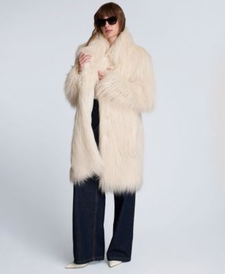 Women's Faux Fur Midi Long-Sleeve Jacket
