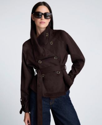Kenneth Cole - Women's Cropped Belted Trench Jacket