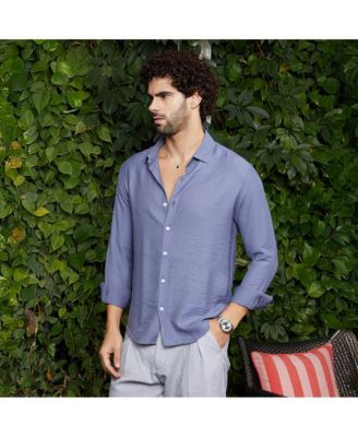 Men's Cornflower Blue Breezy Wrinked Relaxed Shirt