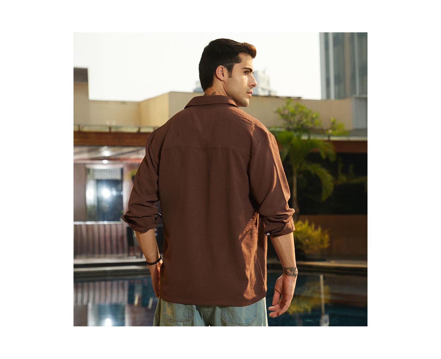 Men's Chocolate Brown Breezy Wrinked Shirt